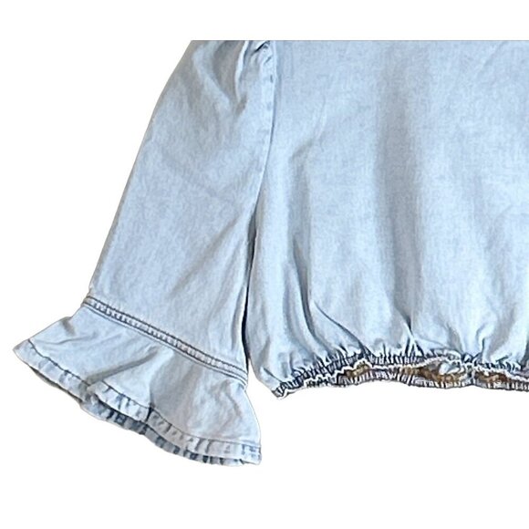 WeWoreWhat Women's Super Light Denim Crop Top and Cut Out Skirt Blue Size S NWT - Picture 10 of 13